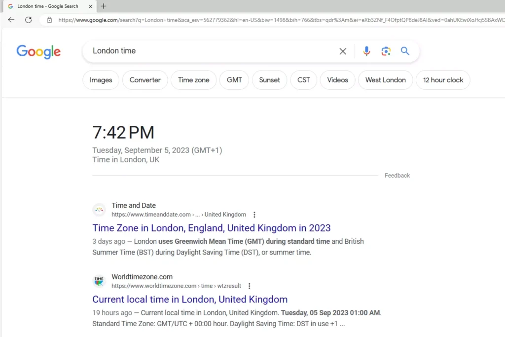 پیدا کردن ساعت محلی در سرچ گوگل