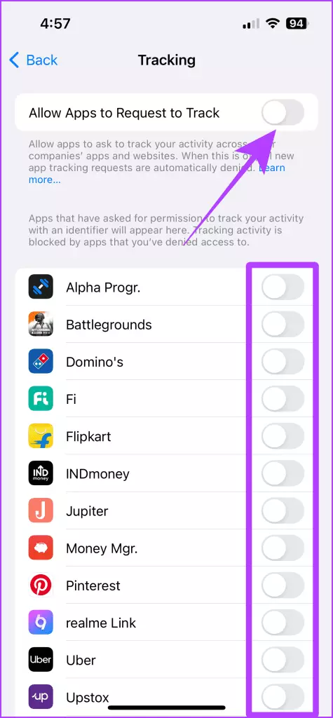 Allow Apps to Request to Track تنظیمات  iOS