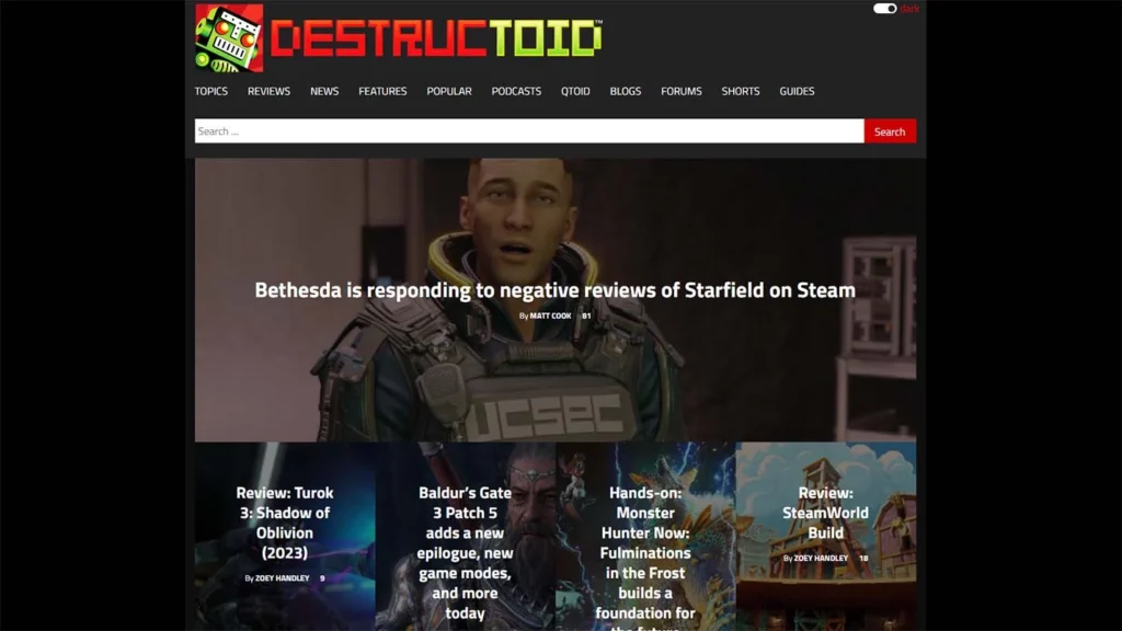 وبسایت بررسی بازی Destructoid