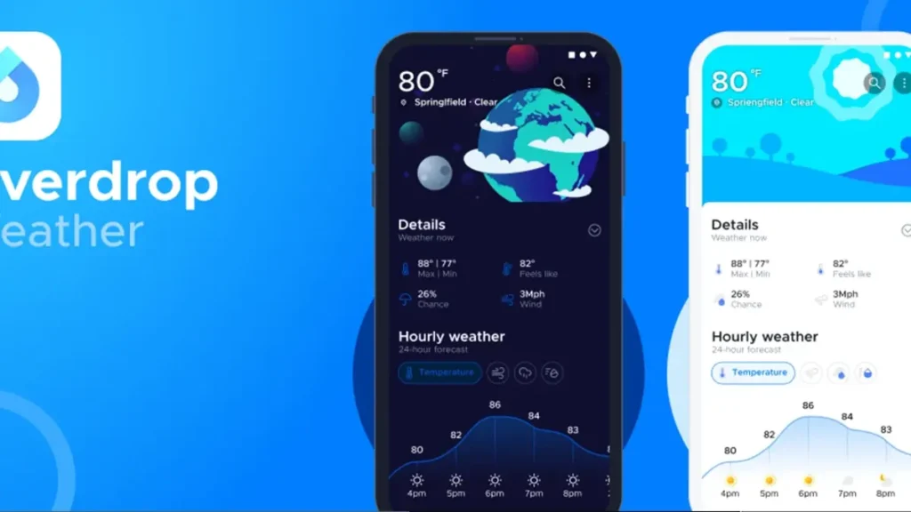 Overdrop یک اپلیکیشن هواشناسی است که برای دستگاه‌های اندروید و iOS در دسترس است. 
