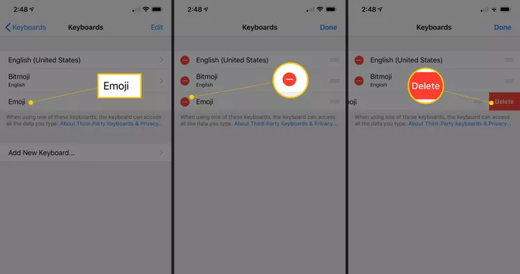 نحوه حذف کیبورد ایموجی از آیفون