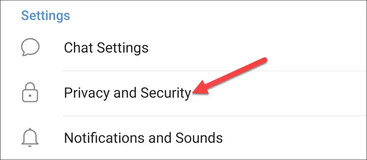 بخش حریم حصوصی و امنیت تگلرام