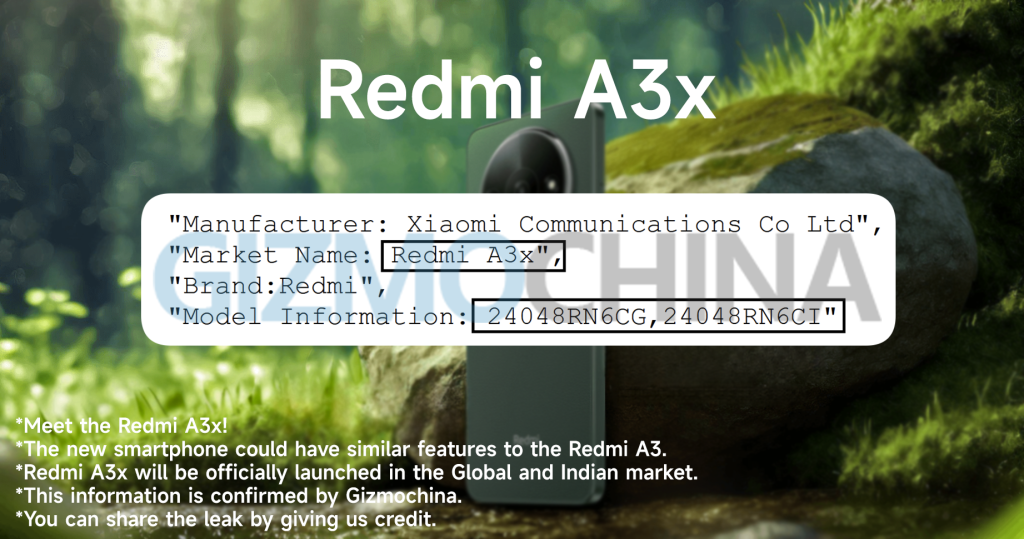 عضو جدیدی از سری گوشی Redmi A3x در راه است