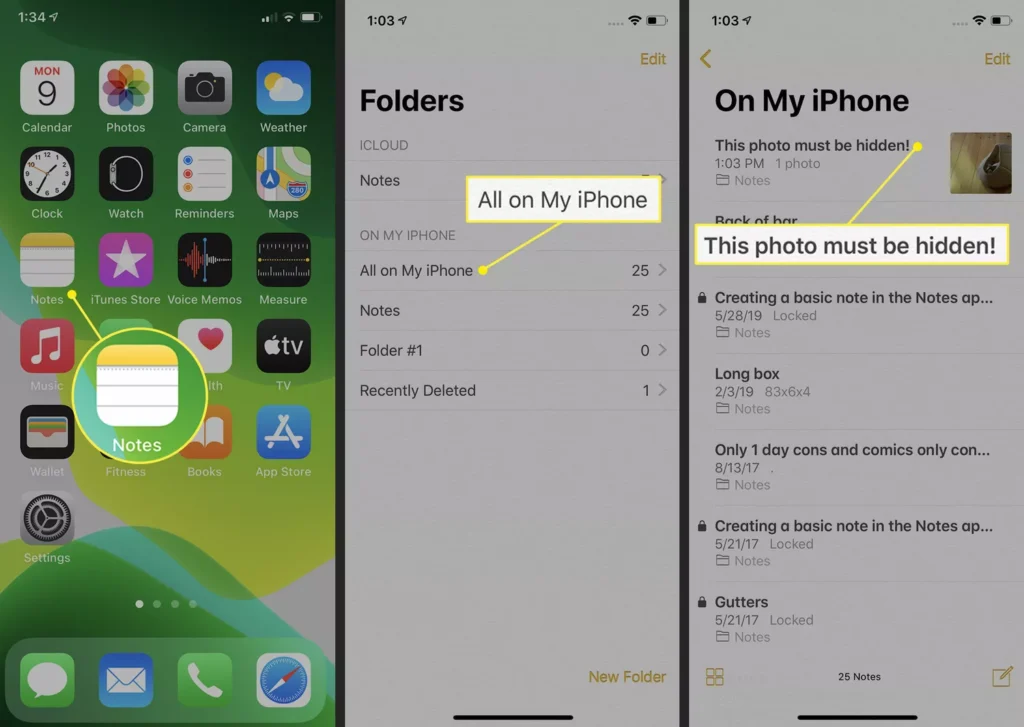 مخفی کردن تصاویر در آیفون با استفاده از برنامه Notes در iOS 15 و نسخه‌های قدیمی