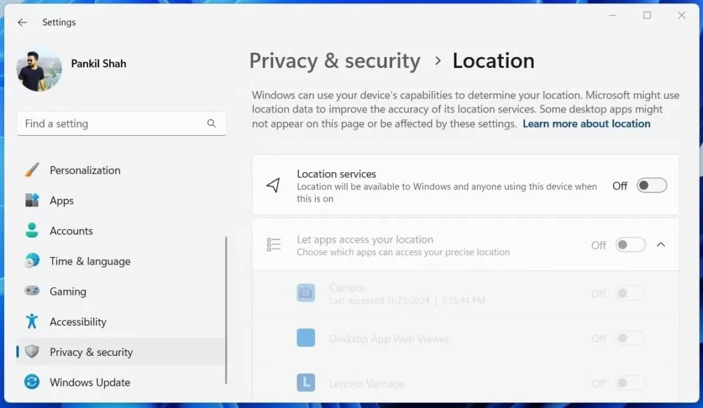 خاموش کردن لوکیشن در ویندوز 10 و 11