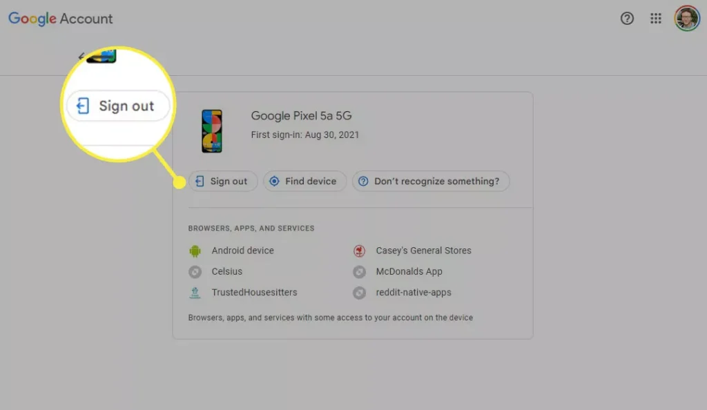 گزینه خروج (Sign out) از راه دور بدون دسترسی به گوشی - لاگمدیا