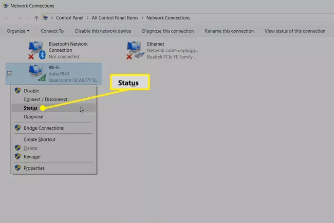 پنجره Network Connections در ویندوز = لاگ مدیا