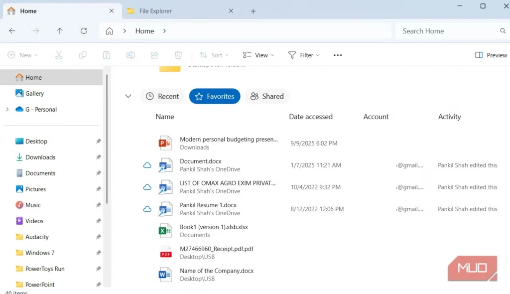most of the favorites list در فایل های ویندوز - لاگمدیا