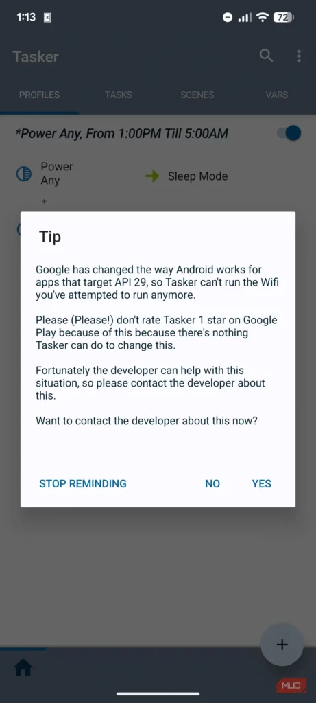 مشکلات احتمالی api در اندروید تسکر
